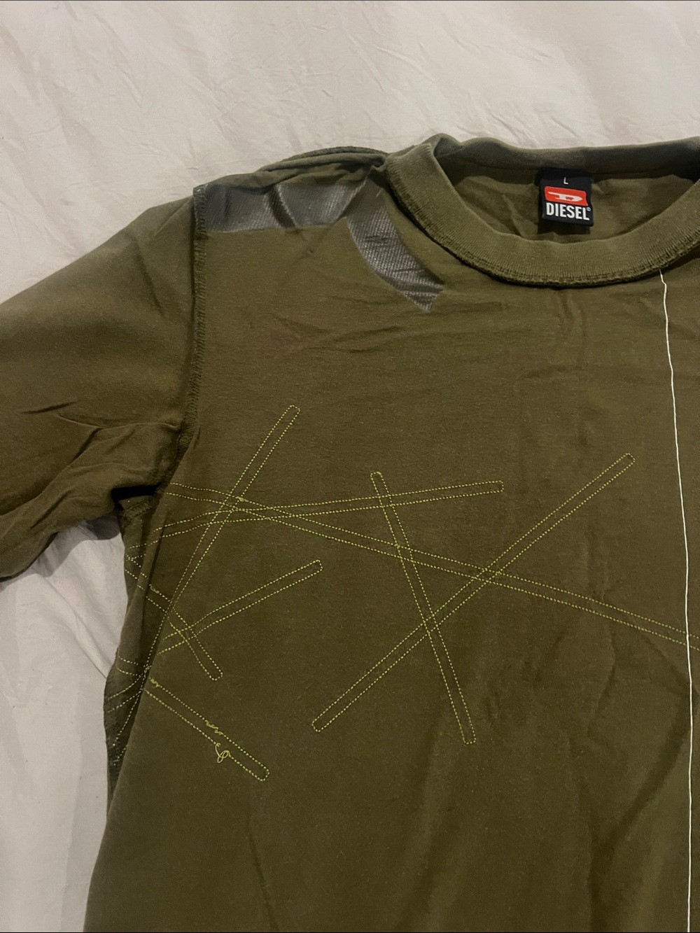 Diesel Olive Green Graphic Short Sleeve Tee - Picture 8 of 12
